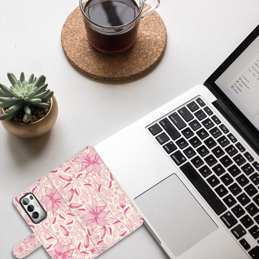 OPPO Find X3 Neo 5G Hoesje Pink Flowers