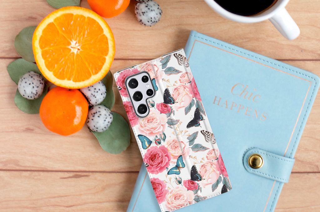 Samsung Galaxy S22 Ultra Smart Cover Butterfly Roses - B2C Telecom