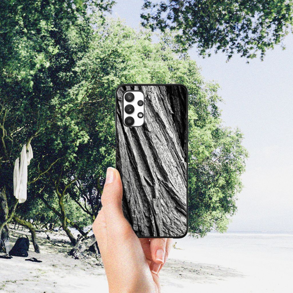 Houten Print Telefoonhoesje Samsung Galaxy A32 5G Boomschors Grijs B2C Telecom