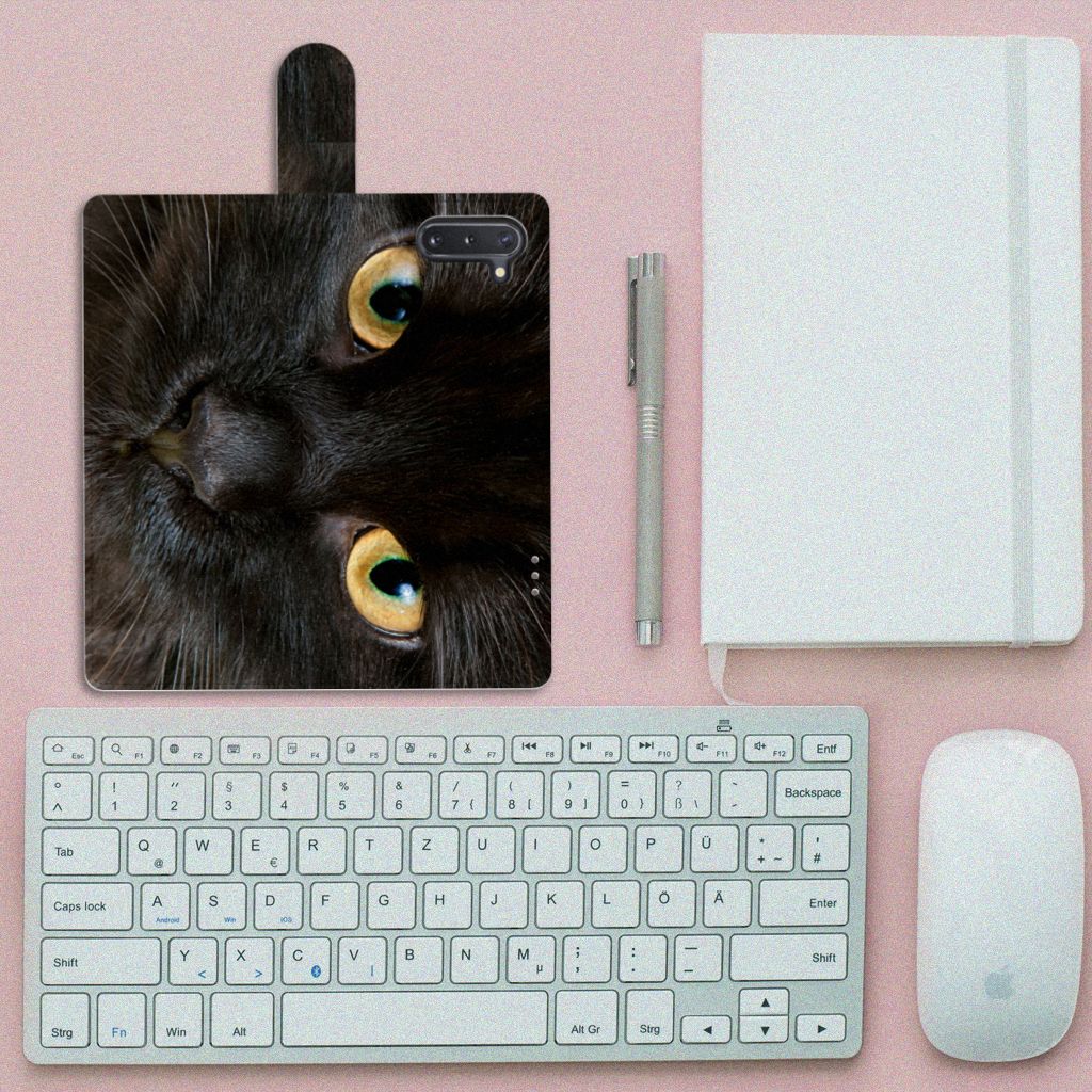 Samsung Galaxy Note 10 Telefoonhoesje met Pasjes Zwarte Kat