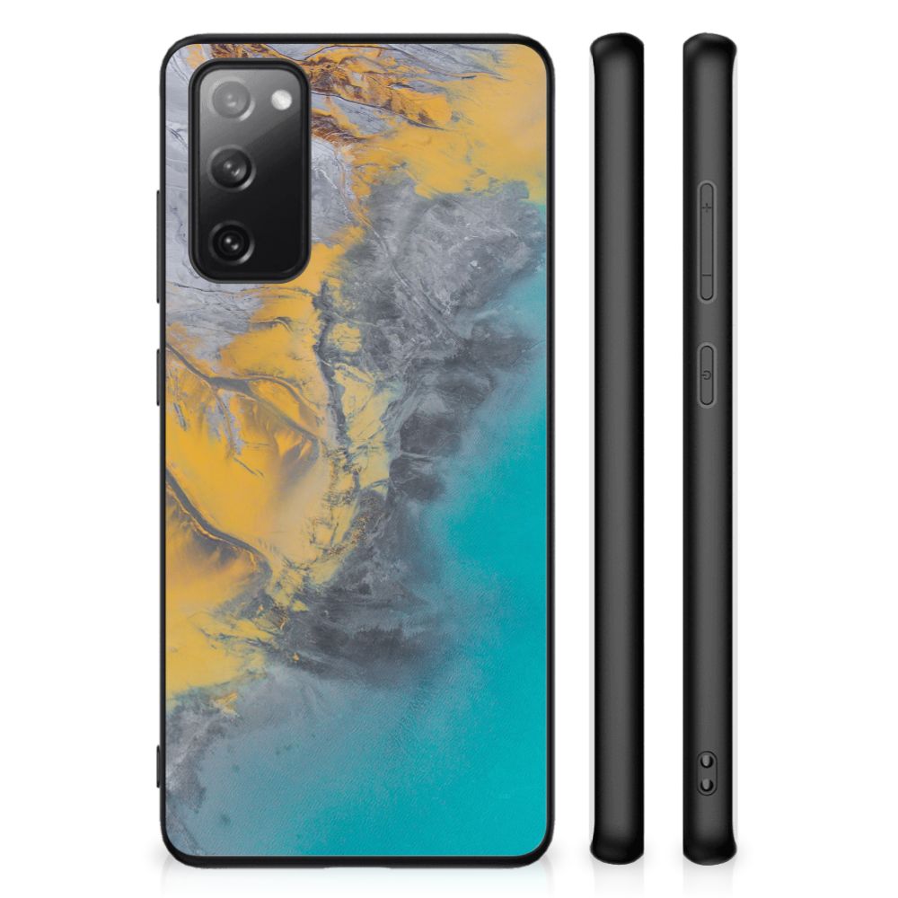 Samsung Galaxy S20 FE Marmeren Print Telefoonhoesje Marble Blue Gold B2C Telecom