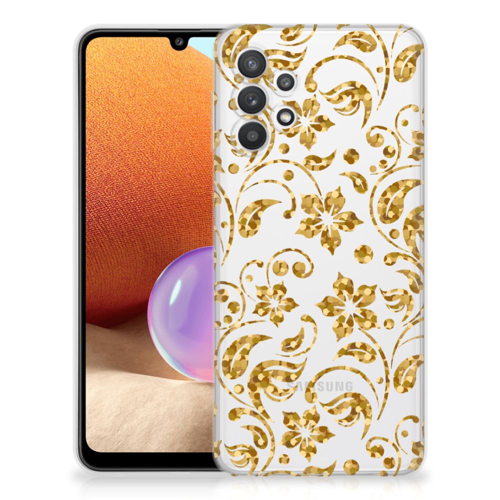 Samsung Galaxy A32 4G | A32 5G Enterprise Editie TPU Case Gouden Bloemen