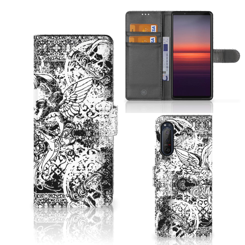 Telefoonhoesje met Naam Sony Xperia 5II Skulls Angel