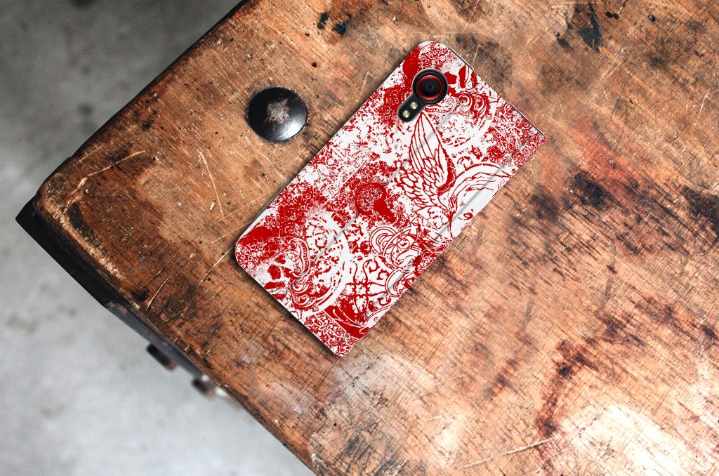 Mobiel BookCase Samsung Galaxy Xcover 5 Angel Skull Rood - B2C Telecom