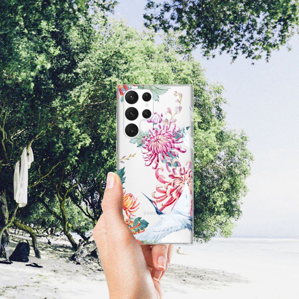 Samsung Galaxy S22 Ultra TPU Hoesje Bird Flowers B2C Telecom