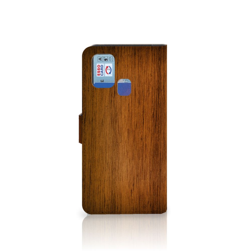 Samsung Galaxy M31 Book Style Case Donker Hout