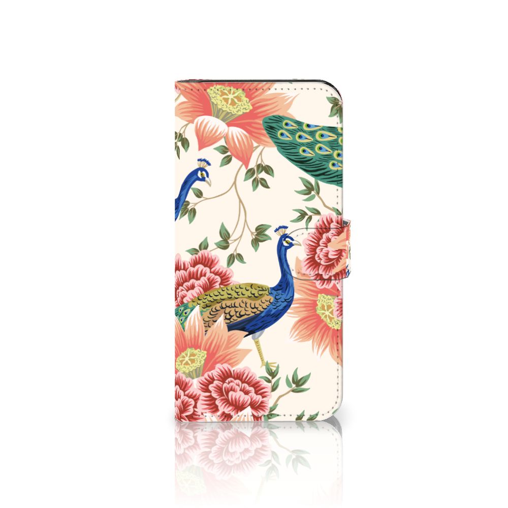 Telefoonhoesje met Pasjes voor Motorola Moto E13 4G Pink Peacock