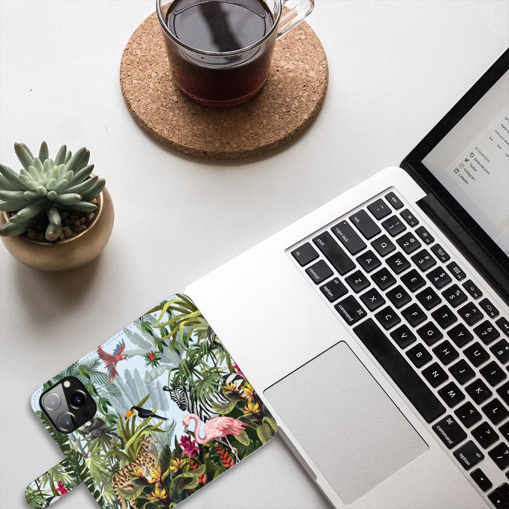 Telefoonhoesje met Pasjes voor iPhone 14 Pro Jungle
