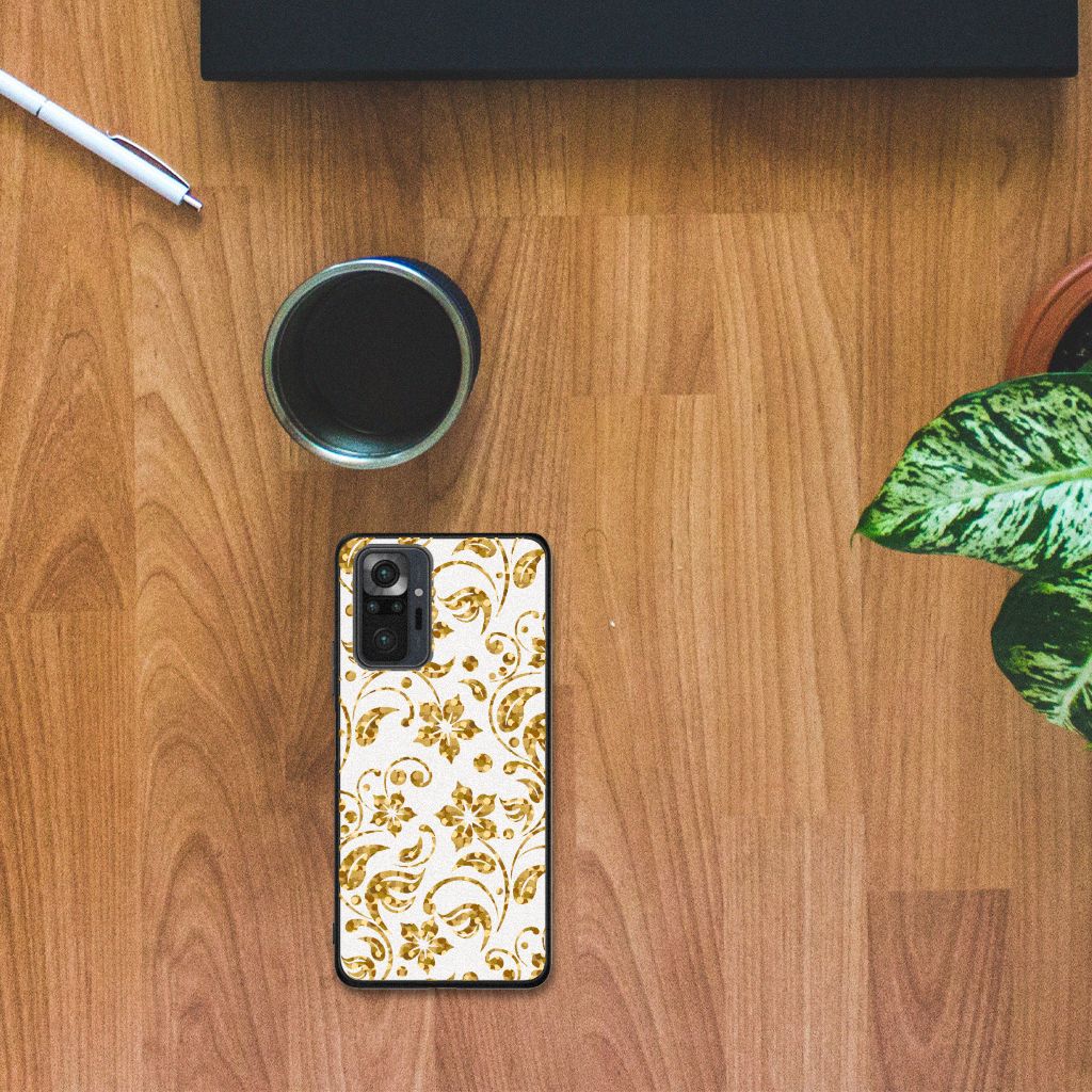Xiaomi Redmi Note 10 Pro Bloemen Hoesje Gouden Bloemen B2C Telecom