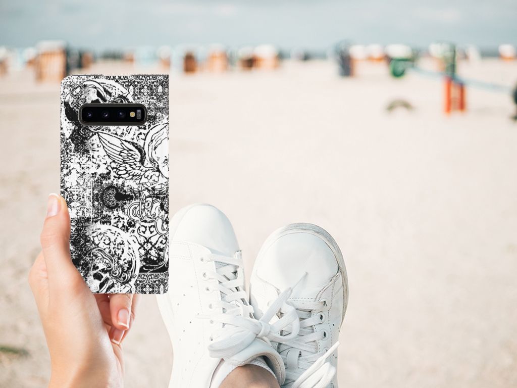 Mobiel BookCase Samsung Galaxy S10 Skulls Angel