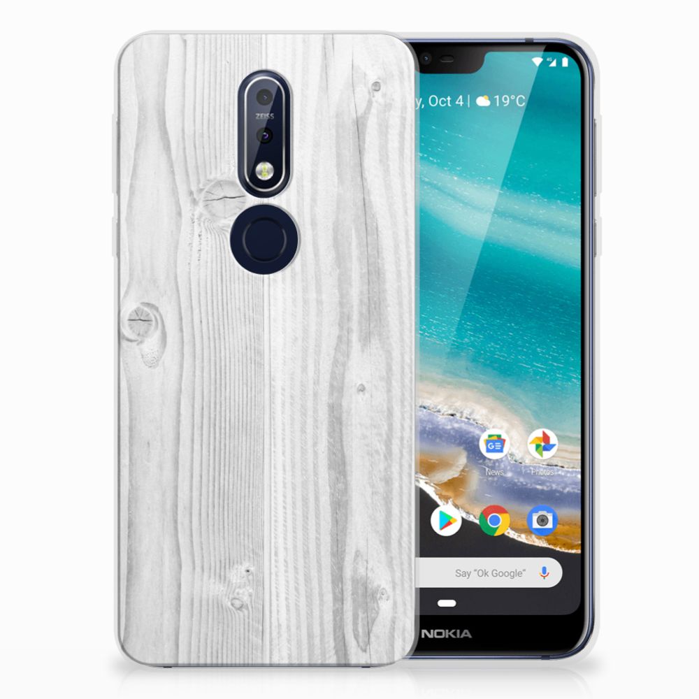 Nokia 7.1 Bumper Hoesje White Wood