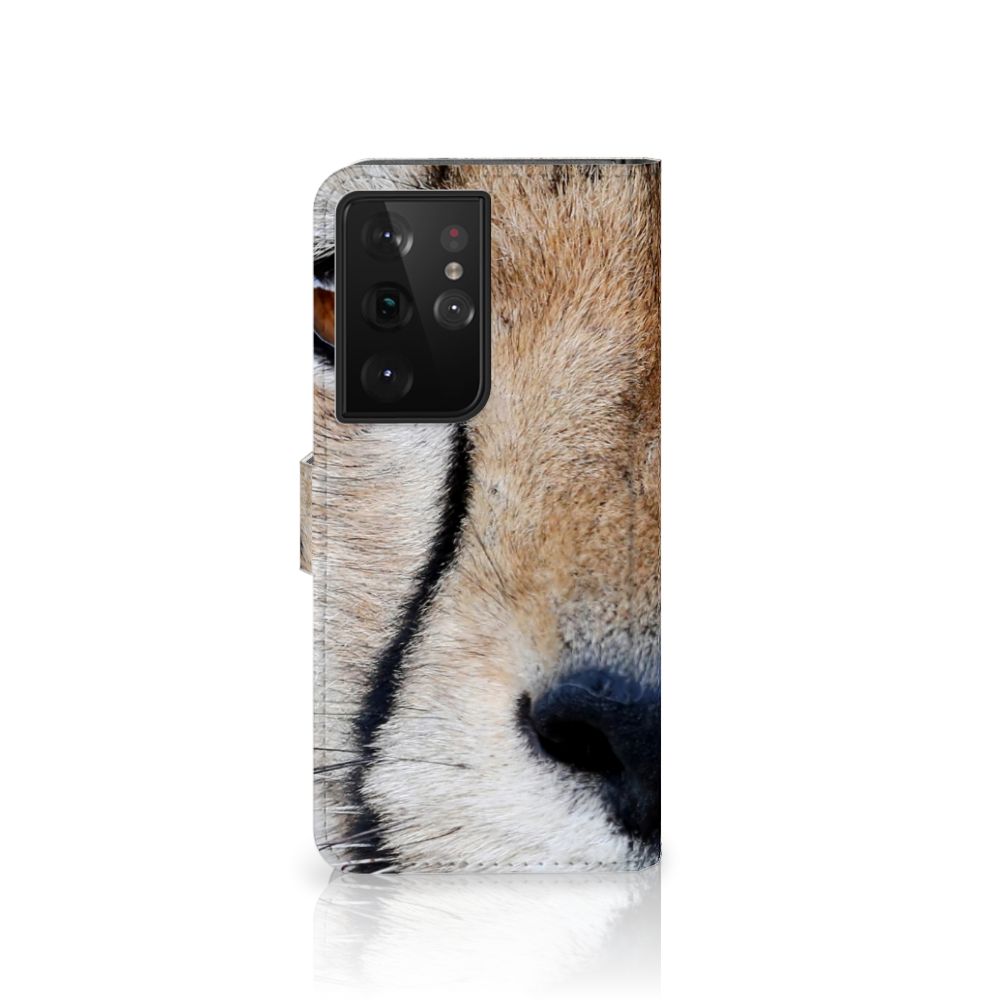 Samsung Galaxy S21 Ultra Telefoonhoesje met Pasjes Cheetah