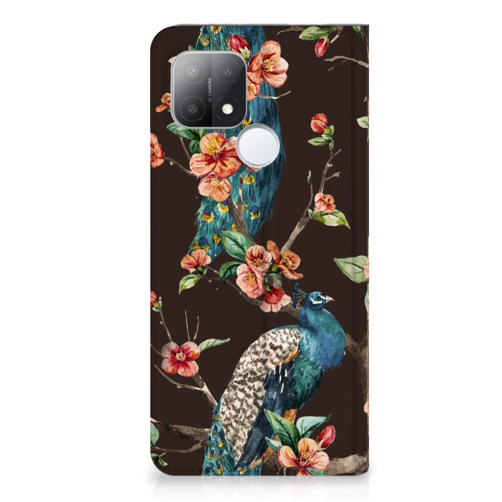 OPPO A15 Hoesje maken Pauw met Bloemen - B2C Telecom