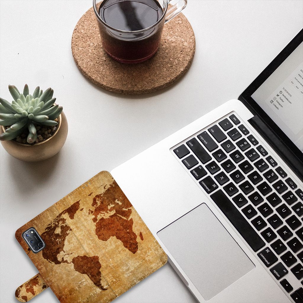 OPPO A72 | OPPO A52 Flip Cover Wereldkaart