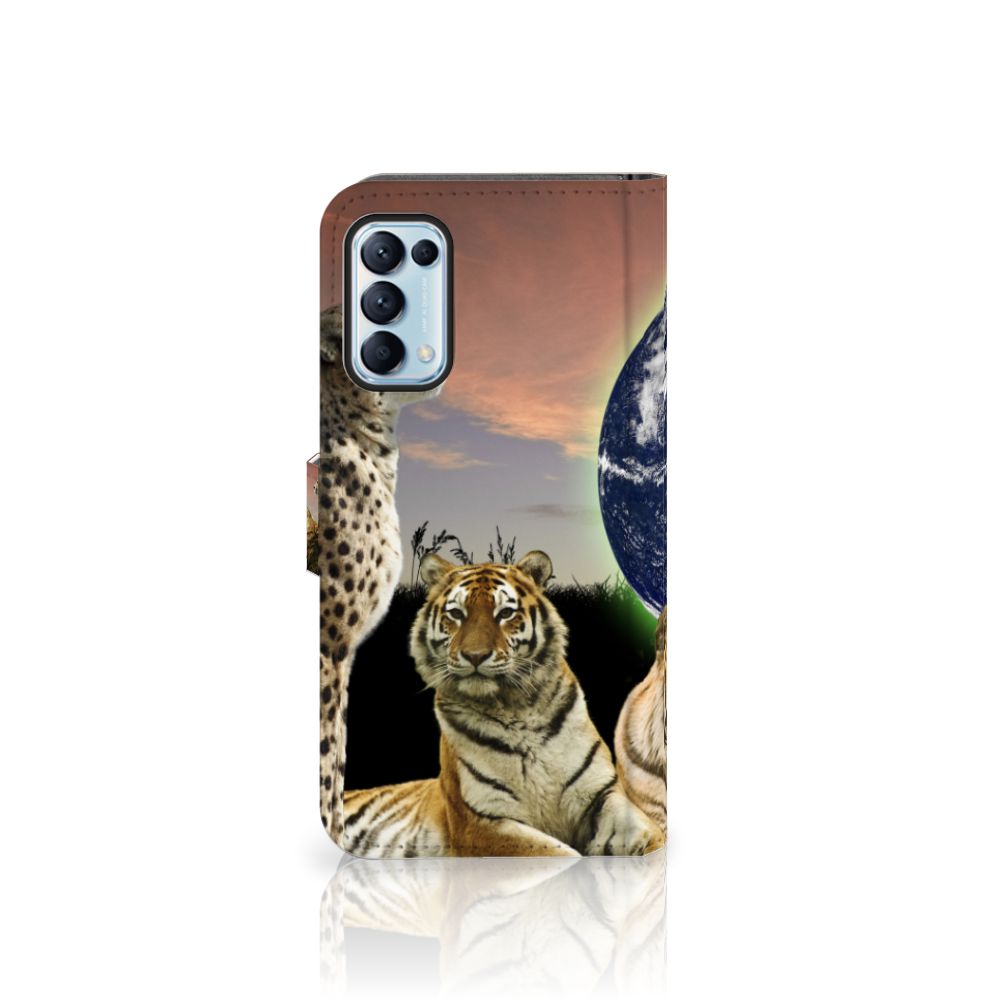 OPPO Find X3 Lite Telefoonhoesje met Pasjes Roofdieren