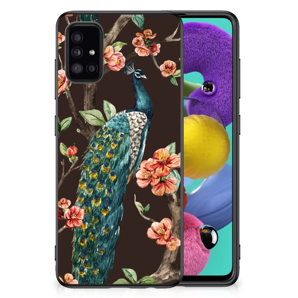 Samsung Galaxy A51 Back Cover Pauw met Bloemen