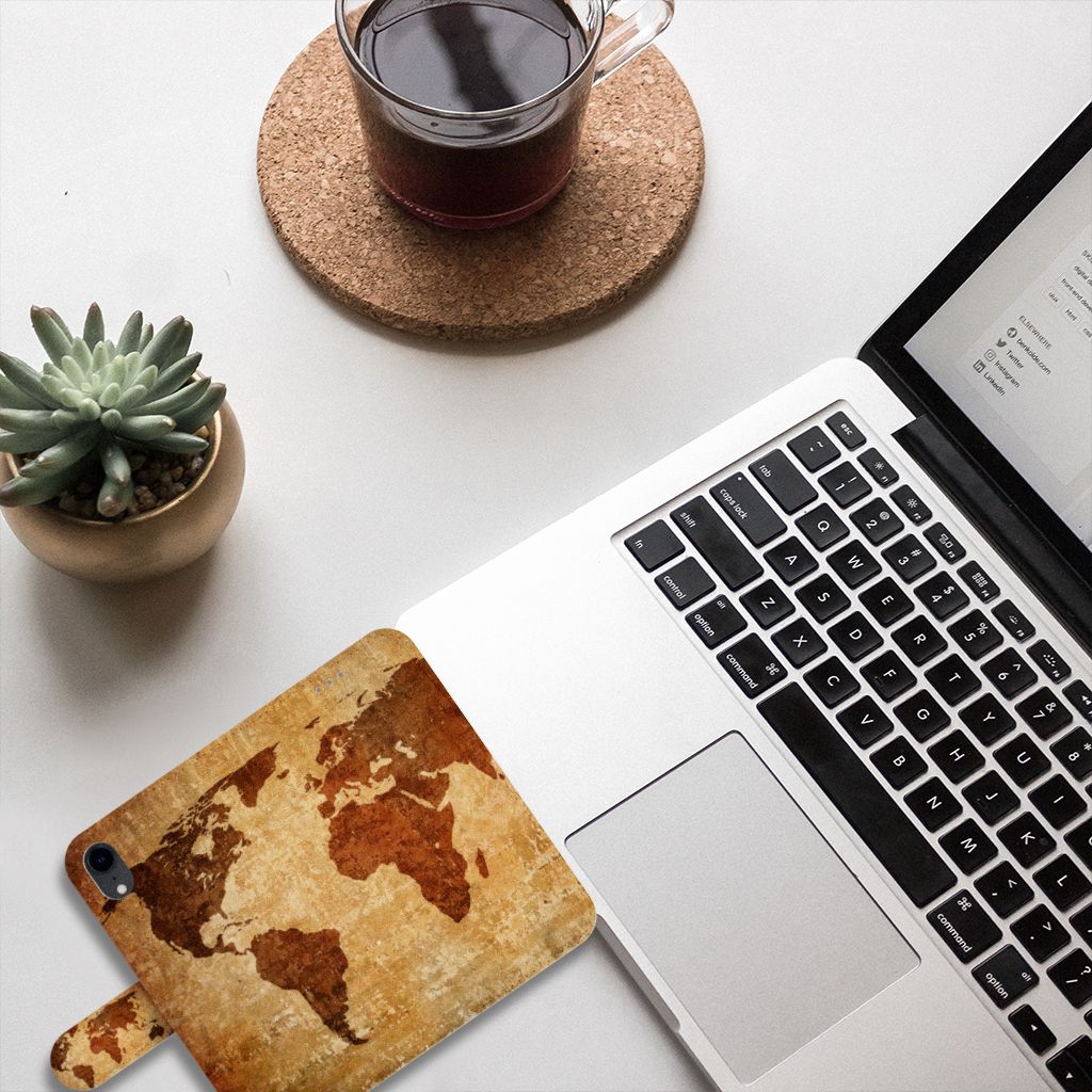 Apple iPhone Xr Flip Cover Wereldkaart