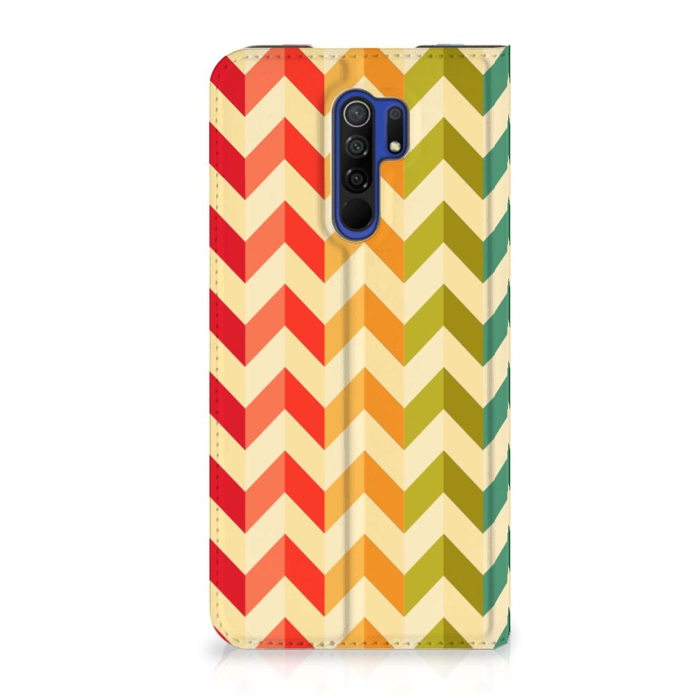 Xiaomi Redmi 9 Hoesje met Magneet Zigzag Multi Color - B2C Telecom