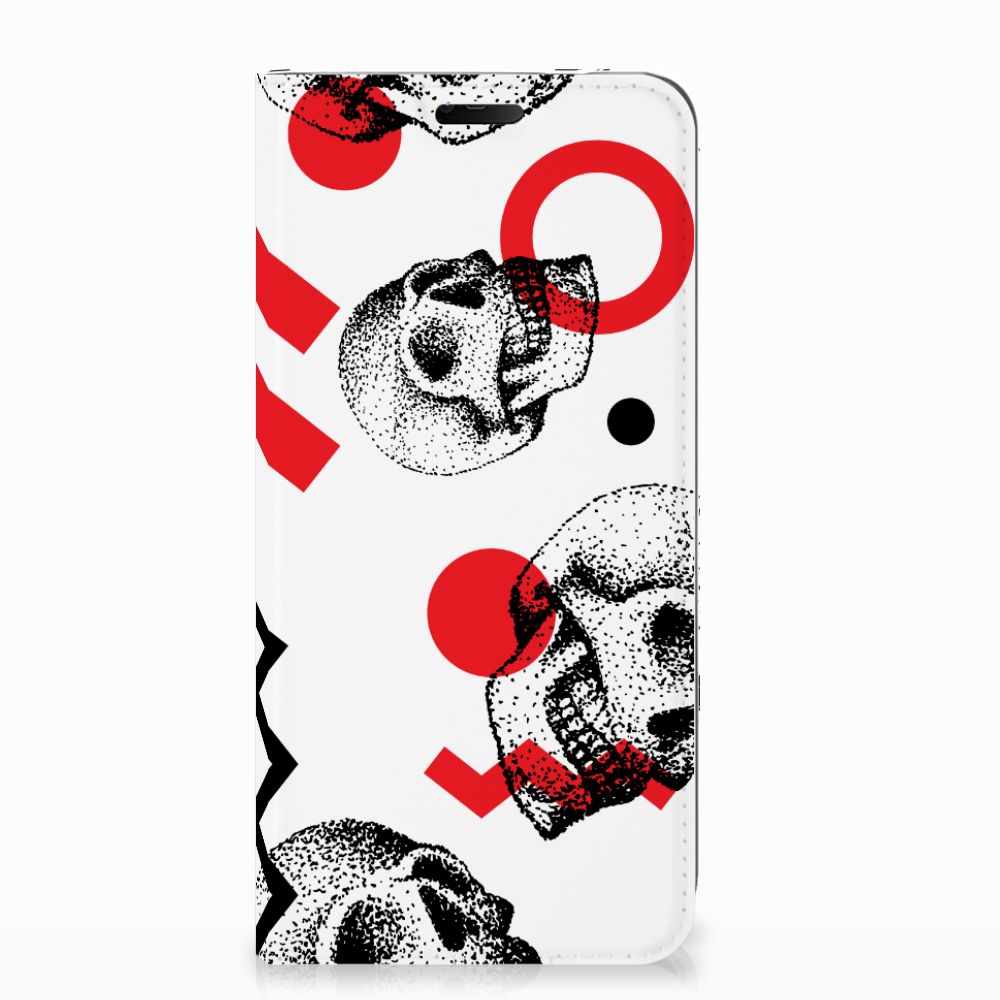 Mobiel BookCase Nokia 7.1 (2018) Skull Red