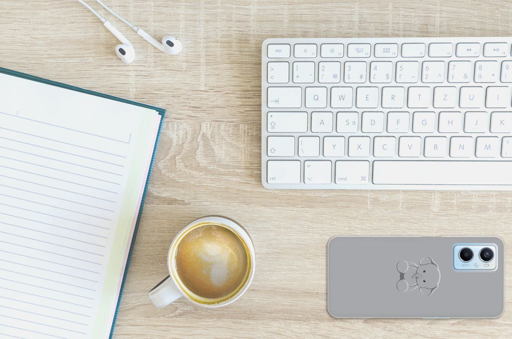 OPPO A96 | OPPO A76 Telefoonhoesje met Naam Grijs Baby Olifant B2C Telecom