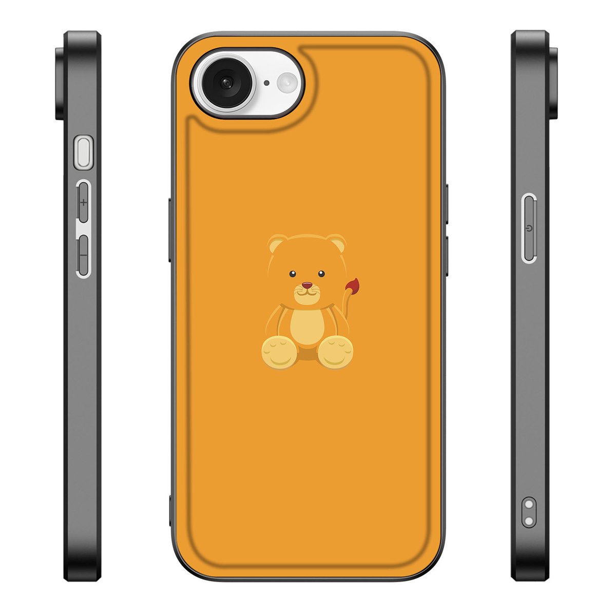 iPhone 16e Hoesje Baby Beer met schattige beer illustratie op oranje achtergrond, speciaal gemaakt voor Apple iPhone 16e.