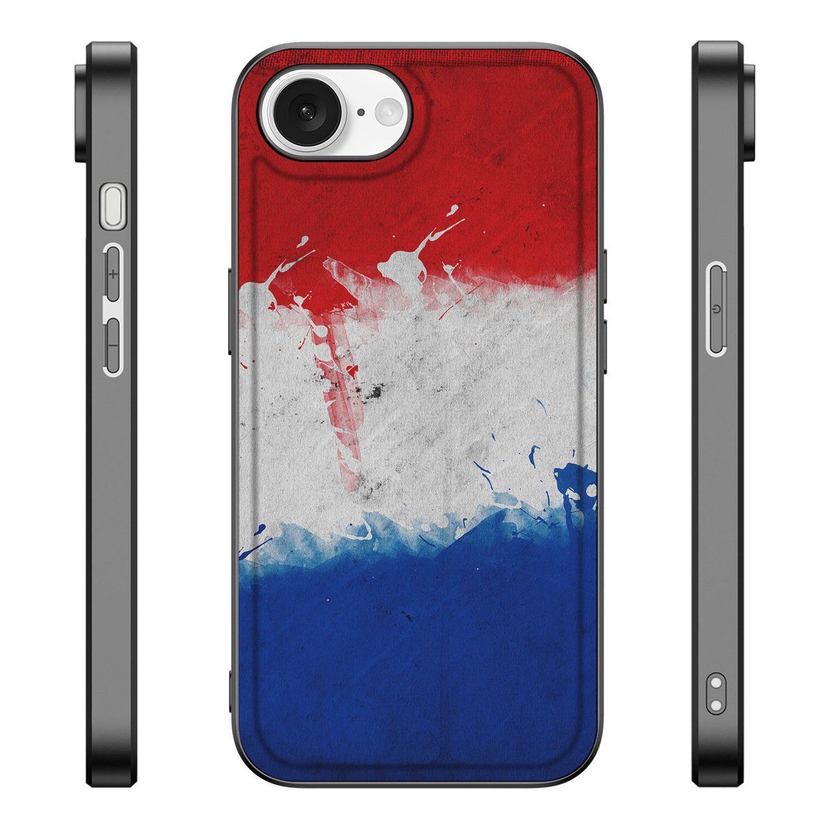 iPhone 16e Silicone Case Nederland met vlaggenprint in rood, wit en blauw, ideaal voor bescherming en stijl.