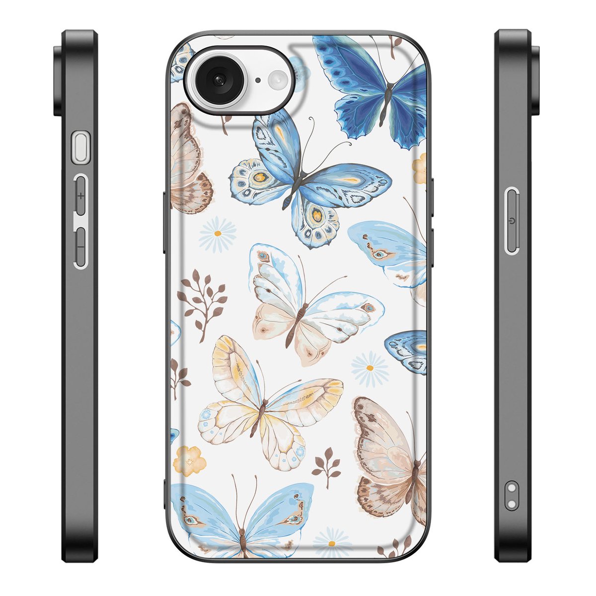 Dierenprint Telefoonhoesje voor iPhone 16e Vlinder met kleurrijke vlinders op een lichte achtergrond.