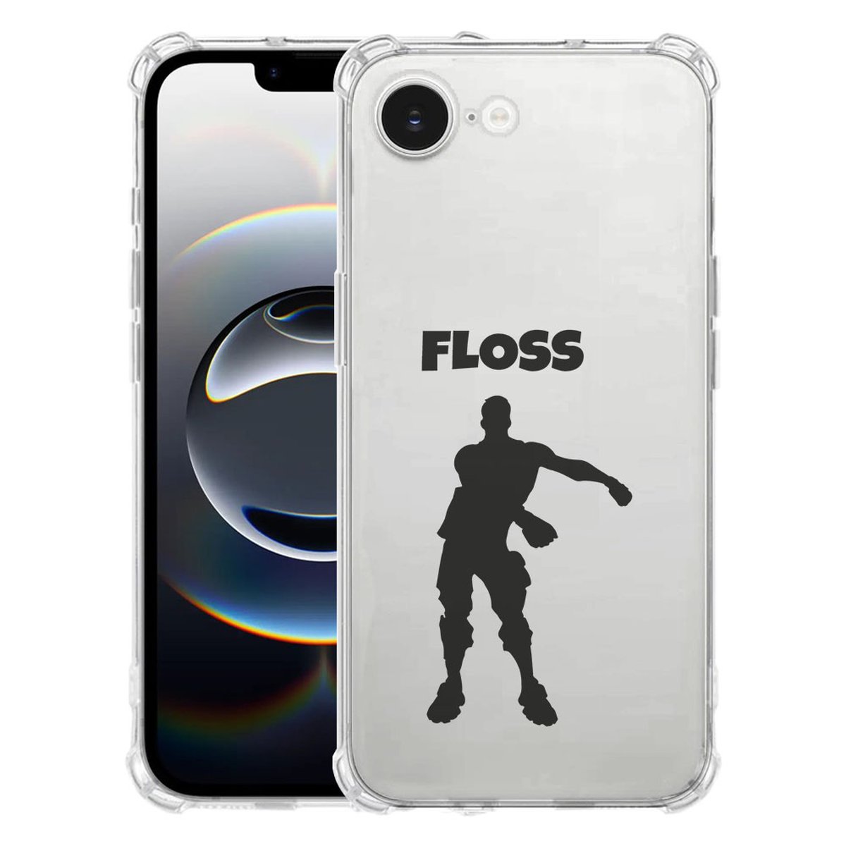 Apple iPhone 16e Hoesje - Floss TPU Antishock in transparant design met vloeiende figuur.