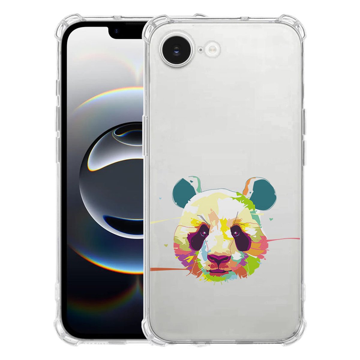 Apple iPhone 16e Hoesje - Panda Color TPU Antishock met kleurrijk panda design en schokbestendig TPU-materiaal.