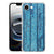 Apple iPhone 16e Hoesje - Wood Blue TPU Antishock met een blauw houten design en transparante randen.