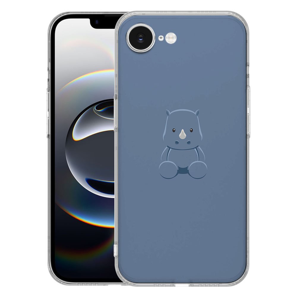 TPU Hoesje iPhone 16e - Baby Rhino Backcover met schattig dierenontwerp en transparant TPU siliconen materiaal.