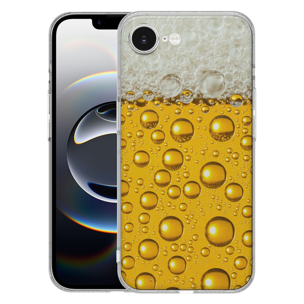 TPU Hoesje iPhone 16e - Bier Backcover met levendig bier design en bubbels.