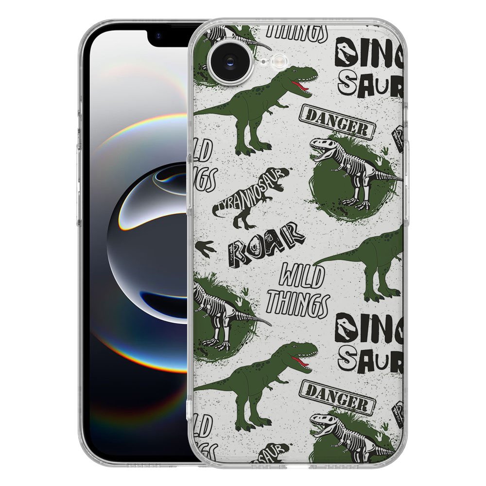 TPU Hoesje iPhone 16e - Dinosaurus Backcover met speelse dinosaurus design en schokabsorberende bescherming.