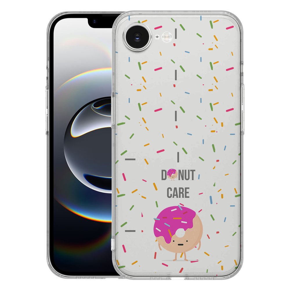 TPU Hoesje iPhone 16e - Hoesje Donut Roze Backcover, speelse en beschermende case met donut ontwerp.