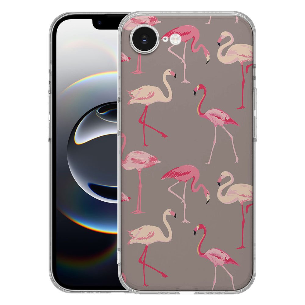 TPU Hoesje iPhone 16e - Flamingo Backcover met vrolijk flamingo design op TPU siliconen case