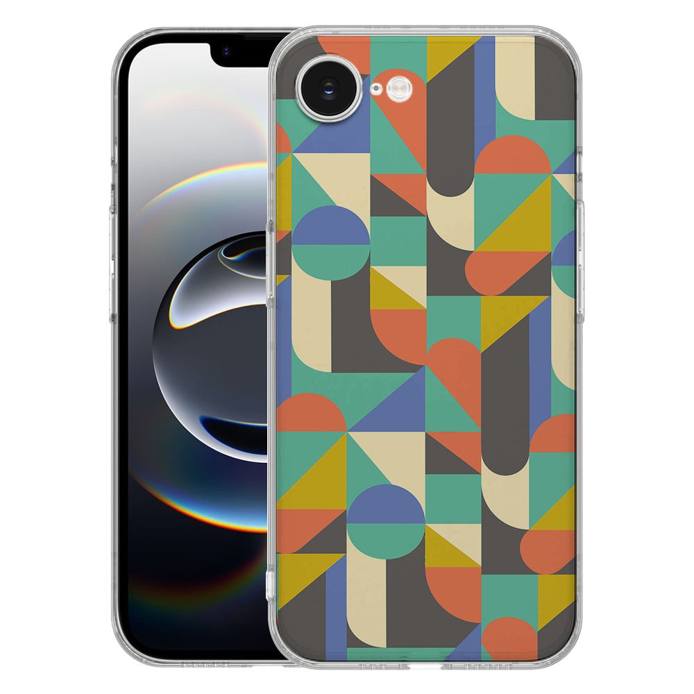 TPU Hoesje iPhone 16e - Funky Retro Backcover met levendig geometrisch design voor optimale bescherming.