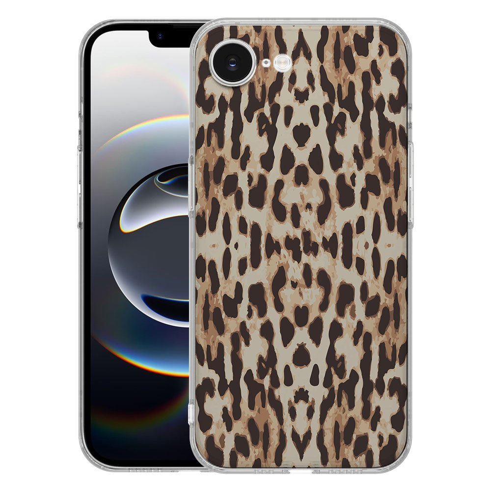 TPU Hoesje iPhone 16e - Leopard Backcover, TPU siliconen hoesje met een unieke leopard print design.