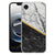 TPU Hoesje iPhone 16e - Marble White Black Backcover met elegant marmerdesign en gouden accent