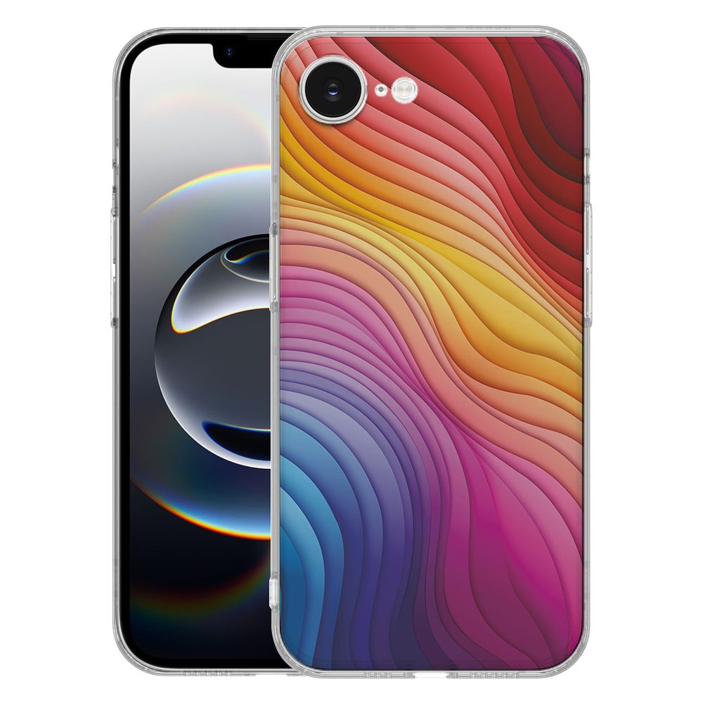 TPU Hoesje iPhone 16e - Regenboog Backcover met levendig design en optimale schokabsorberende bescherming.