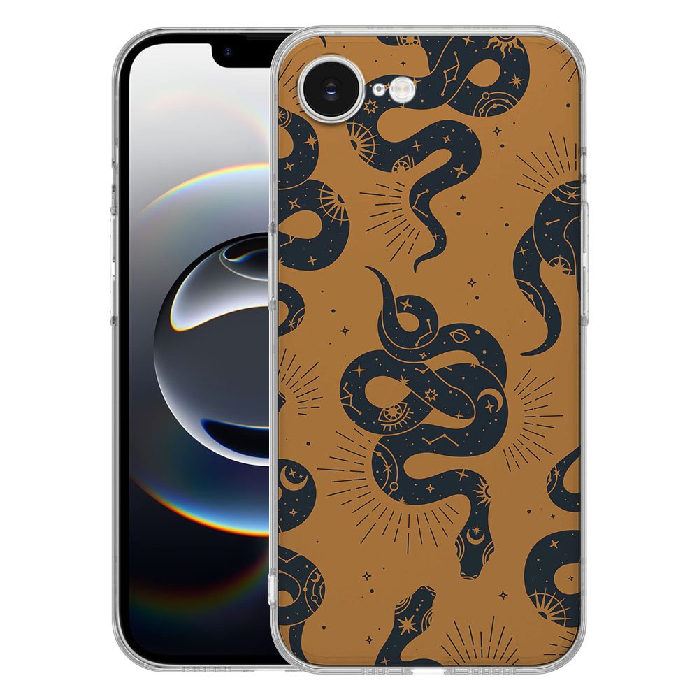 TPU Hoesje iPhone 16e - Snakes Backcover met uniek slangenontwerp op een doorzichtig siliconen hoesje.