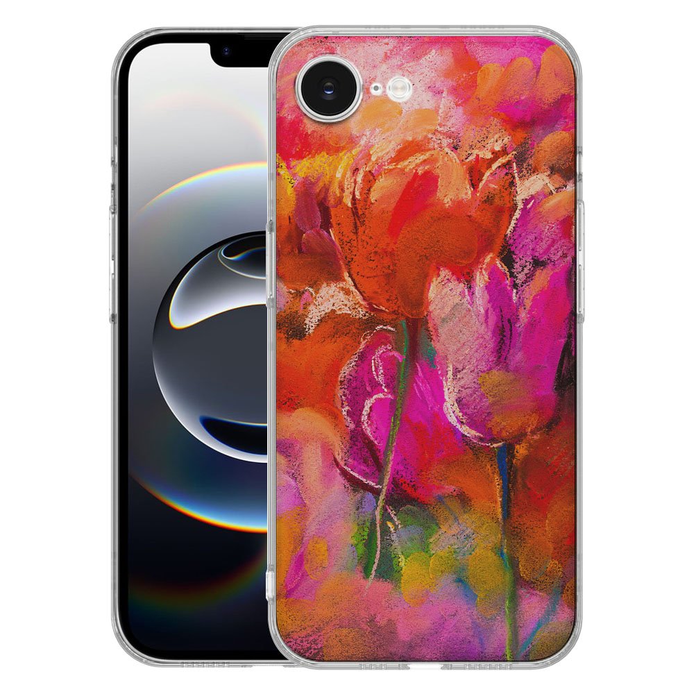TPU Hoesje iPhone 16e - Tulips Backcover met levendig tulpenontwerp en optimale schokabsorberende bescherming.