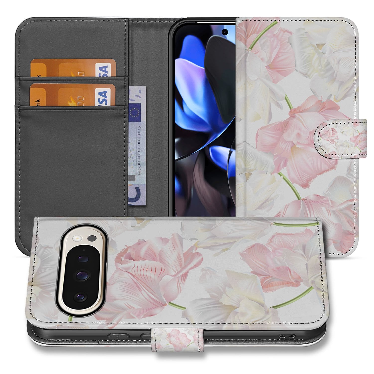 Lovely Flowers Google Pixel 10 Pro XL Telefoonhoesje Book Case Hoesje voorkant binnenkant