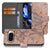 Google Pixel 10 Pro XL Book Case Google Pixel 10 Pro XL Marmer Oranje Boekhoesje Met Pasjes voorkant achterkant