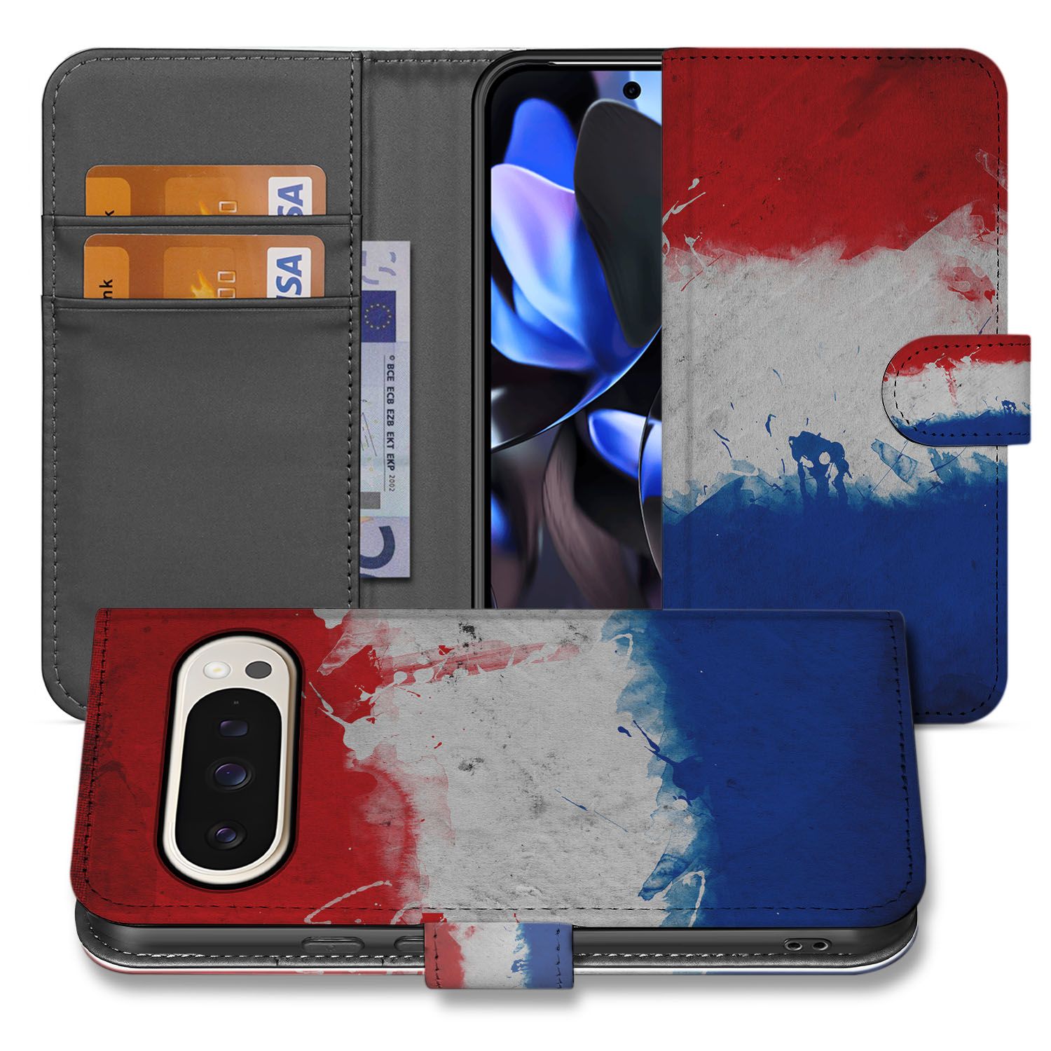 Google Pixel 10 Pro XL Nederlandse Vlag Met Pasjes Book Case voorkant en binnenkant