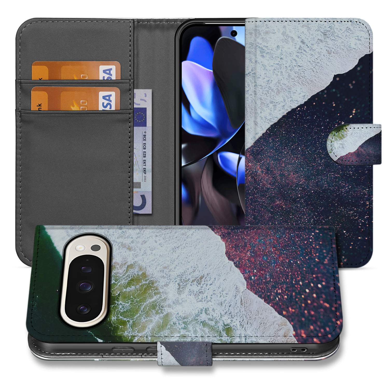Telefoonhoesje Google Pixel 10 Pro XL Sea In Space Paars Stijl book case designnaam aanzicht