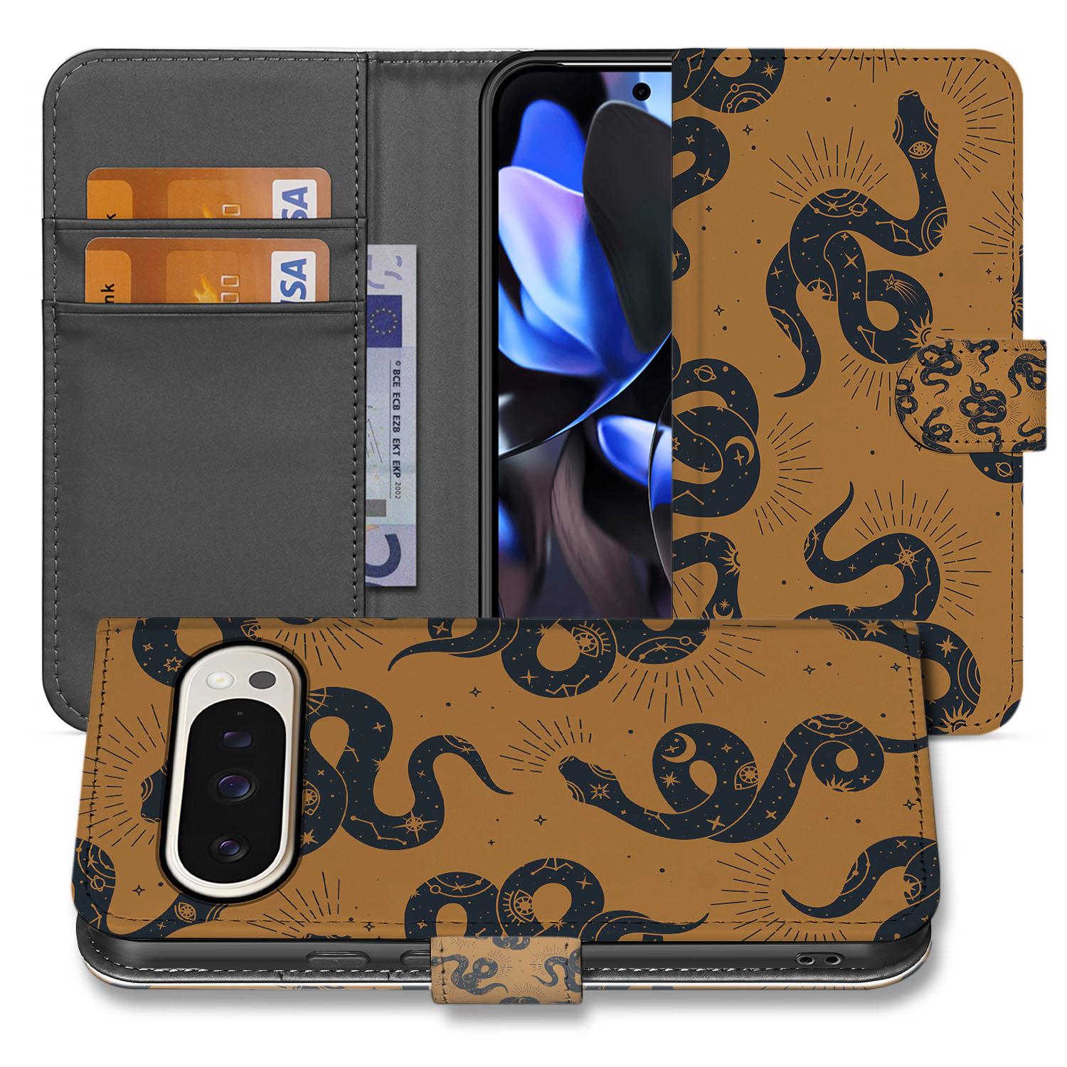 Slangenontwerp Google Pixel 10 Pro XL Book Case slangenprint front en binnenzijde