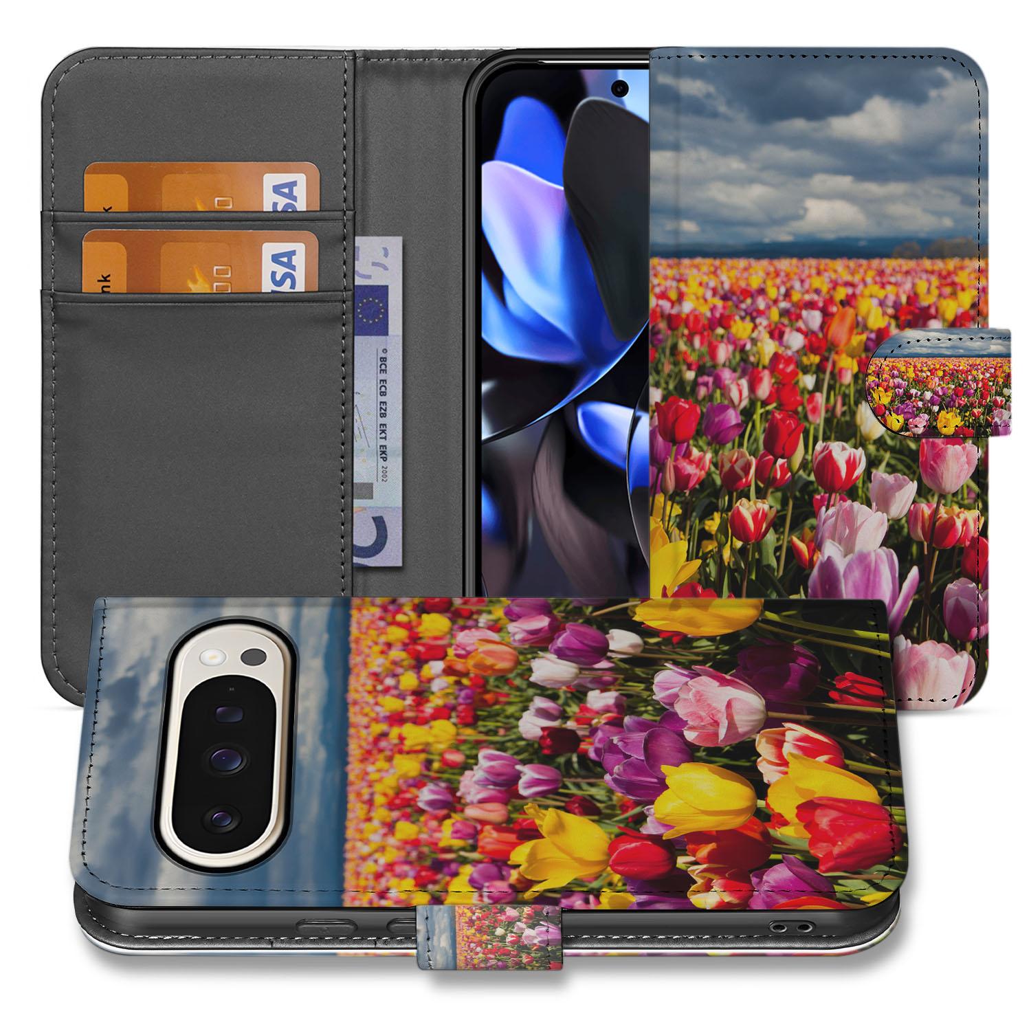 Google Pixel 10 Pro XL Book Case Tulpen Motief voorzijde open