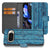 Google Pixel 10 Pro XL Afgebladderd Blauw Hout Portemonnee Hoesje voorkant open met pasjes
