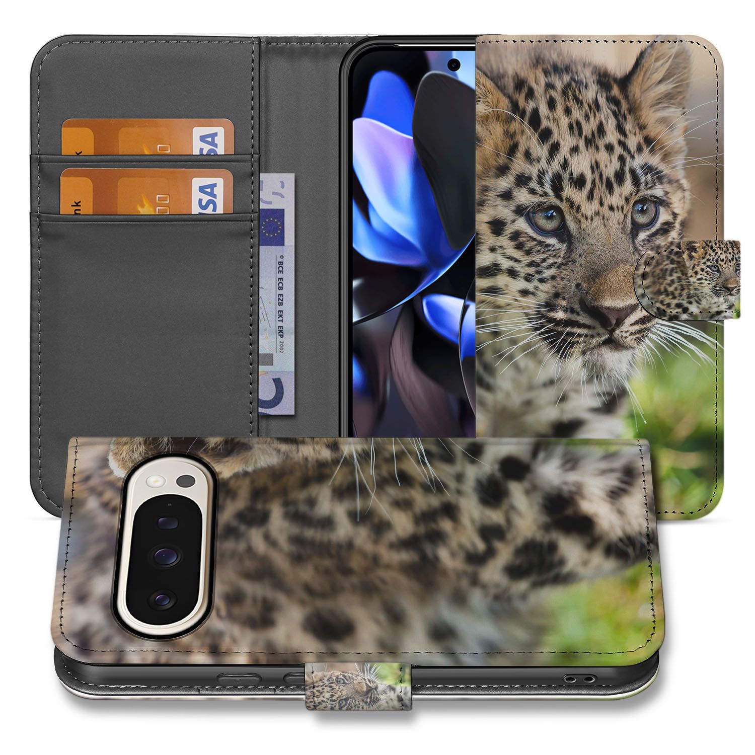 Baby Luipaard Google Pixel 10 | 10 Pro Telefoonhoesje book case design luipaard aanzicht