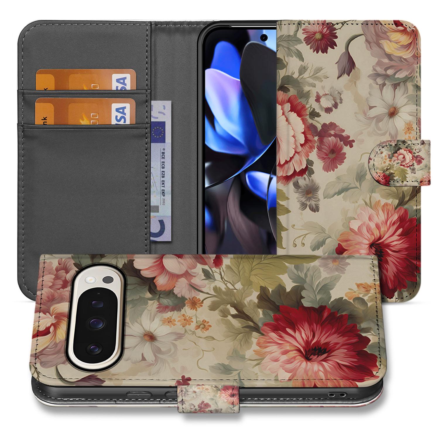 Bloemenprint Luxe Voorjaarskunst Collectie Premium Google Pixel 10 | 10 Pro Book Case bloemenprint boekcase vooraanzicht